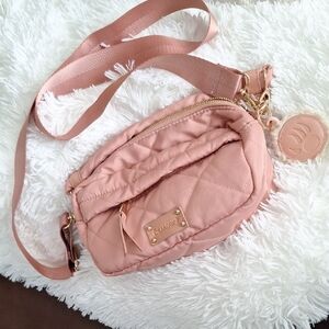 Bear Paw Blush Pink Quilted Crossbody Bag/Purse w/2 Detachable Strap Options
